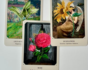 The Flower Oracle Deck, a 44 Card Vintage Style Collage Art, Oracle Deck and Guidebook