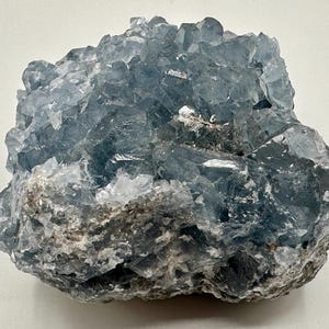 Blue Celestite Crystal Cluster, Celestite Crystal Geode, Raw Celestite Specimen #4