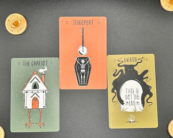 Teeny Tiny Tarot, 78 Card Tarot Deck for Divination by artist Holly Oddly, Macabre Tarot, Witch Tarot, Halloween Tarot