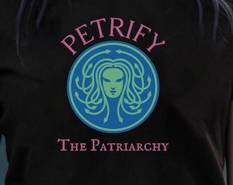 Camiseta Petrificar el patriarcado, regalo de Medusa para feministas, izquierdistas, activistas, brujas, lesbianas, góticas, academias oscuras, ropa alternativa atrevida