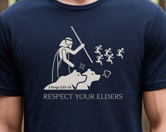 Funny Bear Attack Anti Religion Shirt Respect Your Elders Biblical Shirt Gifts For Atheists Gift Ideas For Bald Men Gifts For Parents