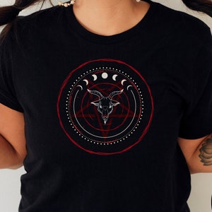 Baphomet Shirt, Pentagram Tee, Witchcore Aesthetic, Witch Horror Fan Gift, Edgy Alt Pagan Occult Satanic Gothic Clothing, Goth Witchy Shirt