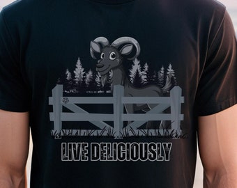 Black Phillip Live Deliciously, Edgy Alt-kleding, Witchy Vibes, aanstootgevende T-shirts, godslasterlijk shirt, satanische geit, noir grunge esthetiek