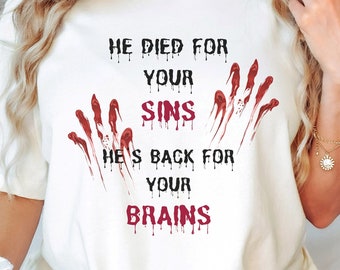 Ghost Zombie Jesus Shirt, Funny Zombie Shirt, Funny Easter Shirt, Gift For Friend, He Is Risen, Blood of Jesus, Christian Satire Clothes Alt