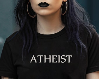 Atheist Word Shirt, Dark Academia Aesthetic, Gift For Goth, Anti Religion T Shirt, Gothic Satanic Occult Pagan ExMormon ExChristian Clothing
