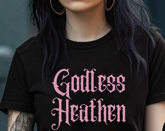 Whimsigoth Clothing, Pink Pastel Goth, Godless Tee, Alt Punk Apparel, Whimsical Soft Girl Aesthetic Clothes, Satanic Witch Shirt, Girlfriend
