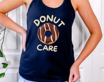 Camiseta sin mangas con espalda nadadora "Donut Care", divertida camiseta de dona para el gimnasio, ropa deportiva, ropa del equipo Donut Squad, regalos sarcásticos con gráficos de moda desquiciados