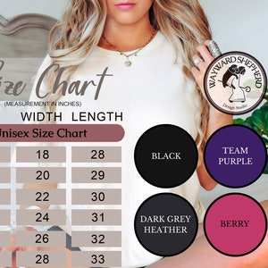 Sizing and Color Charts for Our Unisex Short Sleeve T-Shirts