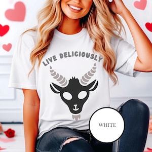 Live Deliciously Feminist Witch Shirt, Black Phillip, Witchcore Graphic T Clothing, Witchy Gifts, Pagan Occult Clothes, Dark Goth Fashion