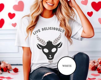Live Deliciously Feminist Witch Shirt, Black Phillip, Witchcore Graphic T Clothing, Witchy Gifts, Pagan Occult Clothes, Dark Goth Fashion