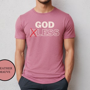 GODLESS Anti Religion Shirt For Atheist - Heather Mauve TShirt For Men