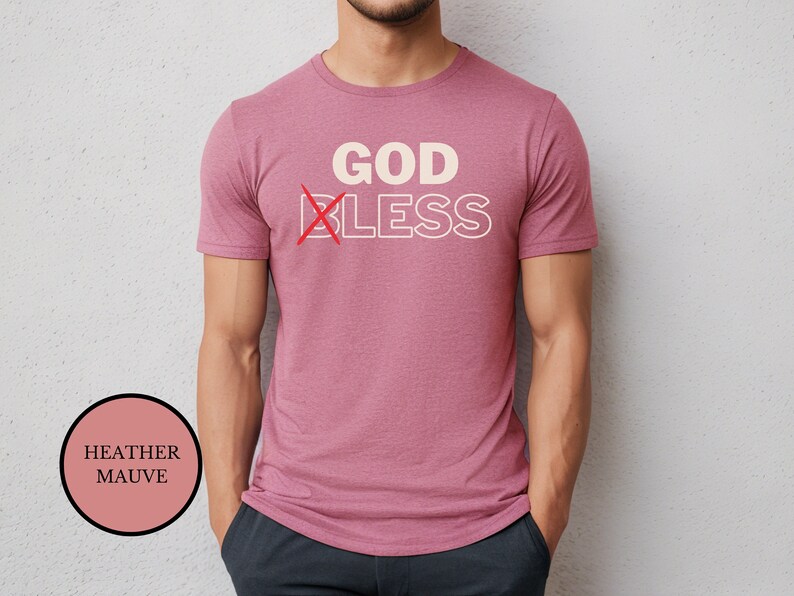GODLESS Anti Religion Shirt For Atheist - Heather Mauve TShirt For Men