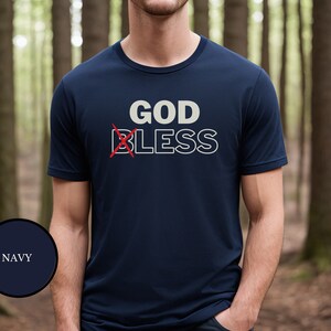 GODLESS Anti Religion Shirt For Atheist - Navy Blue TShirt For Men