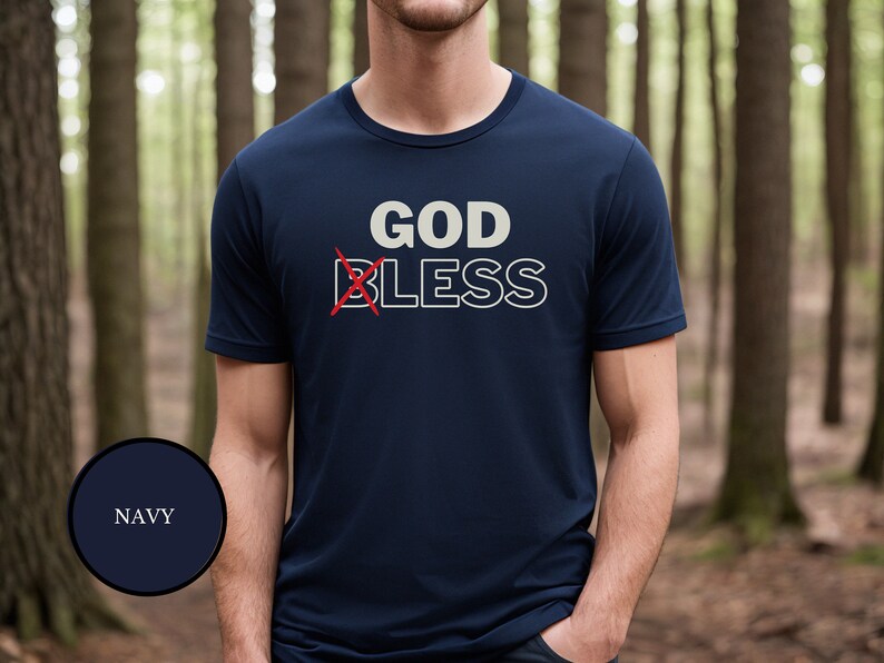 GODLESS Anti Religion Shirt For Atheist - Navy Blue TShirt For Men