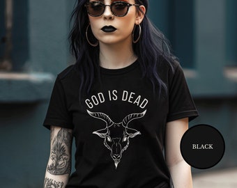 Witch Clothing God is Dead Satanic Clothing Baphomet Shirt Goth Shirt Dark Academia Shirt Atheist Shirt Baphomet Worship Witchy TShirt Gift