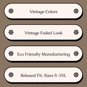 Vintage Colors, Vintage Faded Look, Eco Friendly Manufacuring, Relaxed Fit, Sizes S-3XL