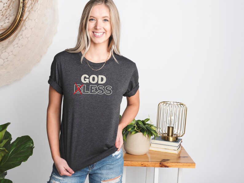 GODLESS Anti Religion Shirt For Atheist - Dark Grey Heather TShirt For Women