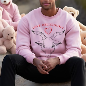Valentines Day Aesthetic Sweatshirt, Valentines Gift for Boyfriend, Love Deliciously, Black Phillip Baphomet, Horror Movie Clothing Gifts