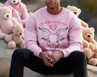 Esthetisch sweatshirt Valentijnsdag, valentijnscadeau voor vriend, Love Deliciously, zwarte Phillip Baphomet, horrorfilm kledingcadeaus