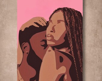 Black Love Art Printable, African American Couple Wall Decor, Romantic Gift Digital Download