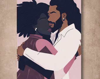 Schwarze Liebe druckbare Kunst, Melanin Paar Kunstwerk, afroamerikanische Wohnkultur, digitaler Download