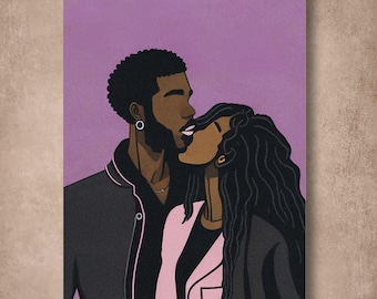 African American Couple Wall Art Printable, Black Love Decor, Romantic Wall Art, Digital Download Gift