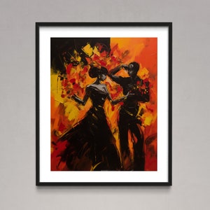 Dynamic Flamenco Dance Couple Digital Print Spanish Dancers Art Unique Home Decor Downloadable Gift
