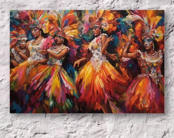 Caribbean Culture Wall Art Printable, Trinidad Carnival Decor, Colorful Artwork Download