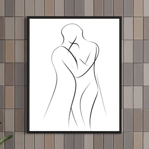 Digital Print Minimalist Line Art Woman Silhouette Unique Wall Decor Printable Artwork Modern Design