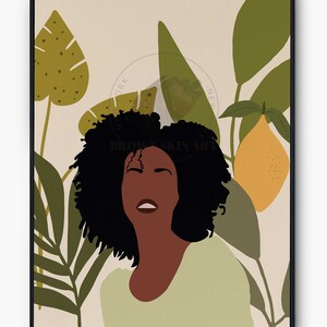 Black Woman Art Digital Abstract Printable Boho Wall Design Trendy African Inspired Modern Print