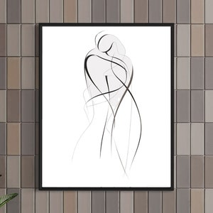 Printable Wall Art Line Art Silhouette Digital Download Woman Minimalist Unique Decor Print