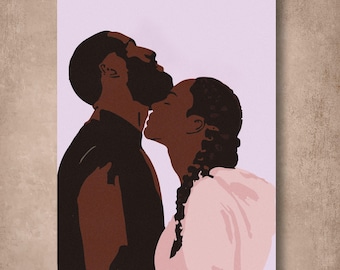 Black Love Wall Decor Printable, African American Couple Art, Romantic Gift Digital Download