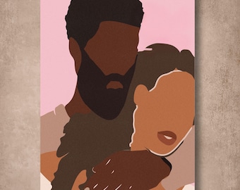 African American Love Wall Art Printable, Black Couple Artwork, Romantic Decor Digital Download