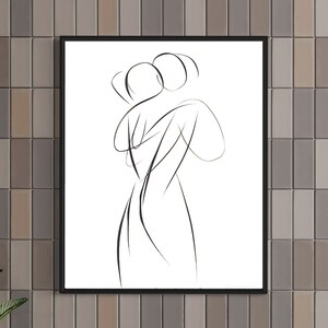 Digital Download Line Art Print Minimalist Woman Silhouette Printable Unique Modern Wall Artwork