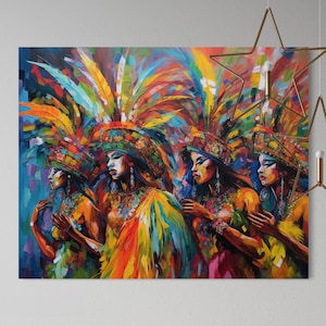 Gift for Him Printable Art Digital Wall Caribbean Trinidad Carnival Vibrant Party Scene Decor