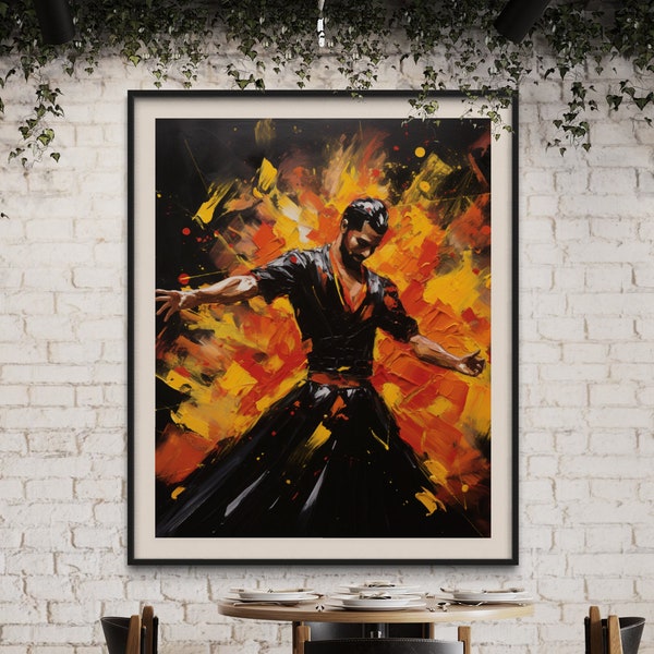 Energetic Male Flamenco Dancer Print Spanish Dance Art Digital Wall Decor Unique Gift Idea Downloadable
