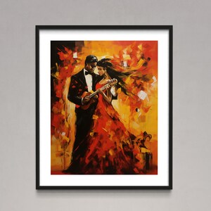 Romantic Flamenco Dancers Art Print Spanish Dance Couple Digital Wall Decor Ideal Downloadable Gift