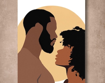 Black Love Digital Download, African American Couple Wall Art, Romantic Home Decor Printable