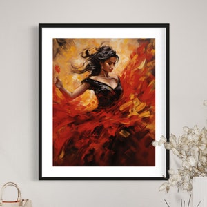 Spanish Flamenco Dancer Elegance Art Print Female Dance Digital Download Unique Wall Decor Gift Idea