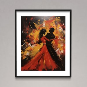 Spanish Dance Passion Couple Flamenco Dancers Print Digital Artwork Perfect for Home Decor Download