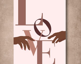 African American Couple Art Printable, Black Love Wall Decor, Romantic Home Artwork Download