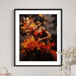 Flamenco Female Dancer Digital Print Spanish Dance Art Vibrant Wall Decor Downloadable Gift Idea