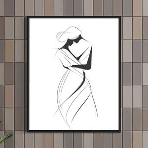 Digital Download Minimalist Line Art Printable Unique Single Line Woman Artwork Modern Wall Decor