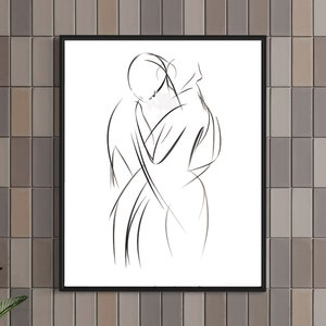 Woman Line Art Print Digital Download Minimalist Style Printable Wall Decor Unique Line Artwork