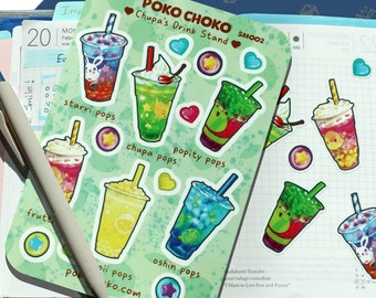 Cute Boba Sticker, Drink Sticker, Soda Sticker, Kawaii Drink Sticker, Food Sticker, Gift for Foodie, Stickeres, stickering, Dessert Sticker