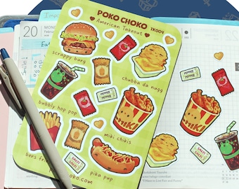 Słodkie naklejki Fast food, naklejka Burger, Słodkie naklejki Fries, naklejka Junk food, naklejka Kawaii food, Słodkie naklejki Food, Słodkie naklejki Foodie
