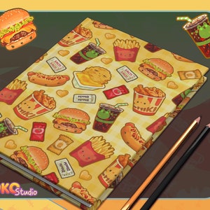 A5 American Fast Food Journal Hardcover, Gift for Foodie, Junk Food Gifts, Cute Burger Art Journal, Fun Journal Design, Gift for Food Lover