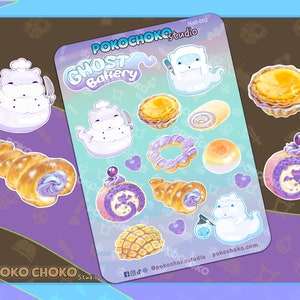 Niedliche Halloween Aufkleber, Geist Aufkleber, Lebensmittel Aufkleber, Bäckerei Aufkleber, Geschenk für Halloween, Halloween-Dekoration, Kawaii Asiatisches Essen Aufkleber