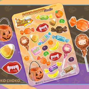 Niedliche Halloween Aufkleber, Süßigkeiten Aufkleber, Lebensmittel Aufkleber, Retro Süßigkeiten Aufkleber, Geschenk für Halloween, Kawaii Essen Aufkleber
