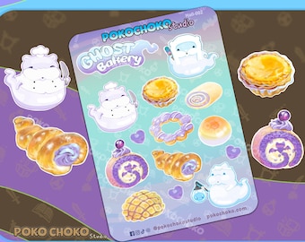 Cute Halloween Stickers, Ghost Stickers, Food Stickers, Bakery Stickers, Gift for Halloween, Halloween Decoration, Kawaii Asian Food Sticker